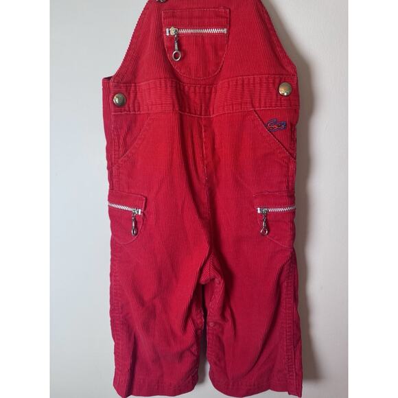 Izod Lacoste Vintage Red Corduroy Baby Overalls 9-12 Months - Picture 3 of 10